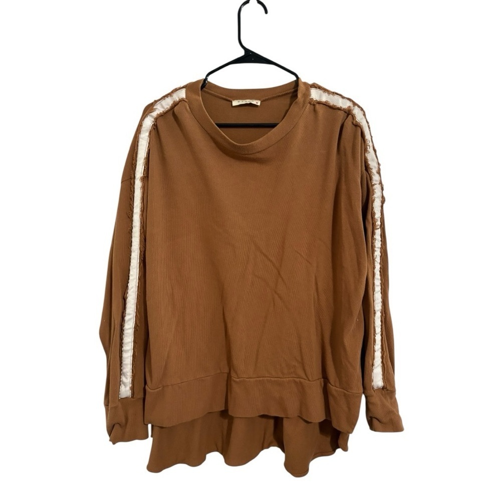 Stark Vintage Cotton Brown Long Sleeve Top with White Stripes I Size:L
